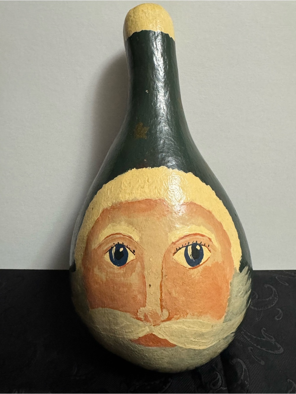 Vintage Hand-Painted Santa Claus ~ Decorative Gourd - Folk Art 12” Tall